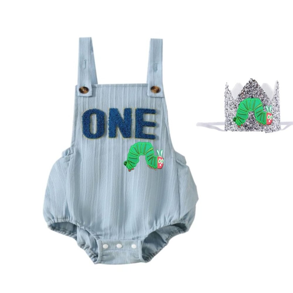 The Very Hungry Caterpillar Romper Outfit Smash First Birthday Bodysuit Crown